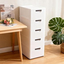 5 Tier Slim Storage Cabinet with Wheels, Bathroom Floor Storage with 5 Drawers, 