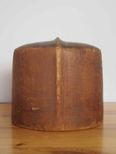 Vintage panama style crown wooden hat block