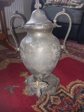 Antique Dutch/french Pewter Coffee Urn rams head feet 