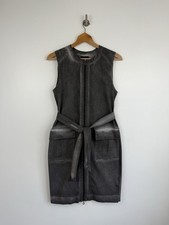 Sarah Pacini Dress Size 1 Uk 8 10 Black Bodycon Sleeveless Acid Wash Alternative