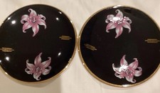 Orchid Palissy England Gold Rim Pin Dishes