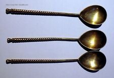 Set 3 antique Russian gilt solid silver Faberge (?) hallmarked caviar spoons