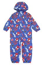 Spidey Spiderman Puddle Suit Boys Shower Proof Muddy All in One Rainsuit Hooded