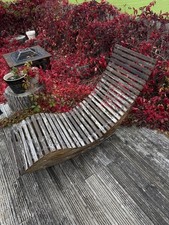 Pair Wooden Rocking Sun Lounger Sunbed Garden Deck Chair  Patio Seater