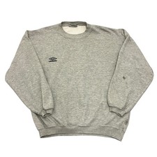 Vintage Umbro Sweatshirt 90s Grey Mens XL Crew Neck Embroidered Logo Pullover