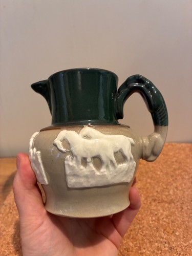 Antique jug farming scene - farming, salt