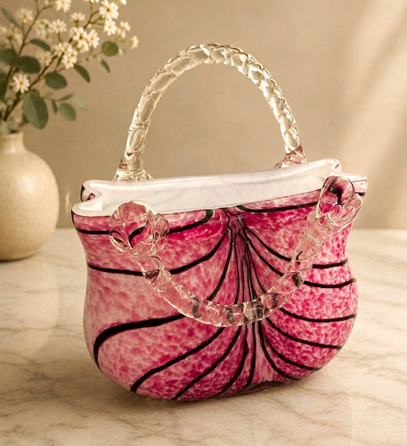 Pink glass bag shaped - pink,