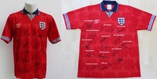 Original vintage England Away Shirt Signed by Le Tournoi Winners inc. Beckham
