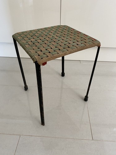 Retro string straw footstool