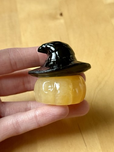 Orange calcite crystal pumpkin - orange,