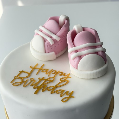 Pink boots cake toppers - , edible