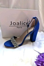 New blue diamante block heel