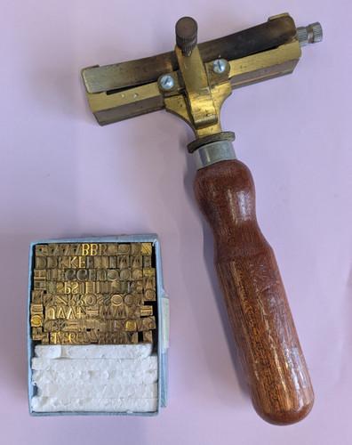 Brass bookbinders type holder - bookbinders,