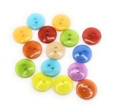 100Pcs Mixed colour Resin Buttons sewing scrapbooking craft 2-Holes Round 15mm