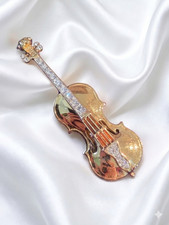 Elegant Diamante Violin Brooch