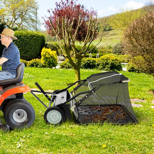 Tow behind lawn - sweeper, w/