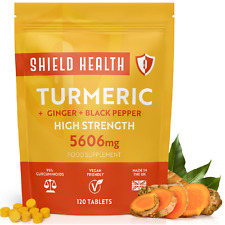 Turmeric Tablets 5606mg Ginger + Black Pepper 120 Tablets High Strength Curcumin