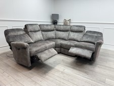 Furniture Village Lilly Corner Sofa In Grey Velvet Power Recliner