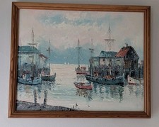 Vintage Antique  Seascape Oil