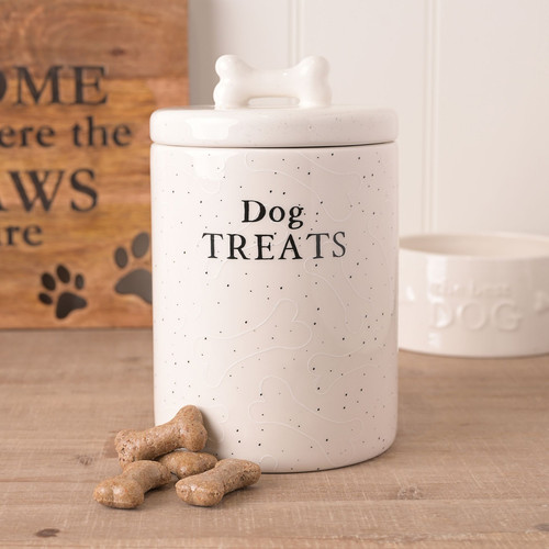 Dog treat storage jar ceramic - treat,