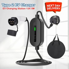 EV Charging Cable Type 2 UK Plug 3 Pin Electric Vehicle Car Charger Portable 13A