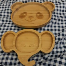 Cute Elephant & Panda food Wooden food bowls