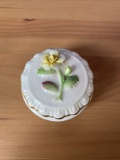 Coalport  Trinket Pot  bone china yellow rose floral pill box