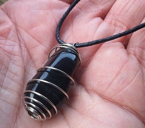 Polished stone pendant spiral - polished,