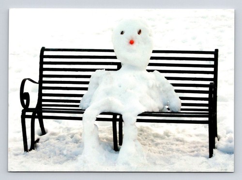 Snow person waiting - on, bench