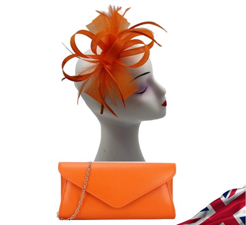 Orange fascinator evening - fascinator,