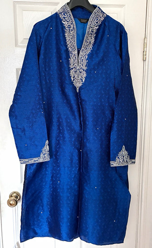 Mens blue embroidered asian - mens,