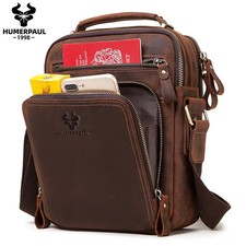 Men Genuine Leather Shoulder Bag Cross Large Capacity Messenger Tote Travel UK
