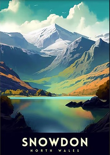 Snowdon north wales - wales, print