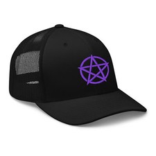Purple Witchcraft Woven Pentacle Pagan Trucker Cap Snapback Hat