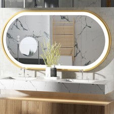 LED Oval Bathroom Mirror Gold