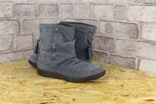 BLUE SUEDE PULL ON ANKLE BOOTS SIZE 4 / 37 EXF BY HOTTER USED CON