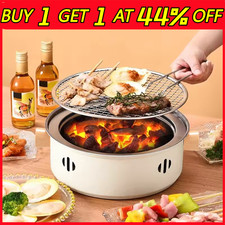 Small Portable Charcoal BBQ Folding Tabletop Round Camping Barbecue Grill White