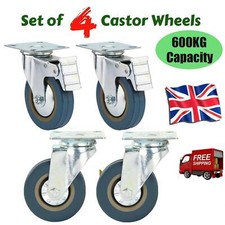 4Pcs Castor Wheels Large 100mm