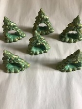 Christmas Tree Napkin Rings Holders Set of 6 Hand Painted