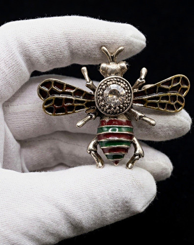 Bee brooch crystal enamel - bee,