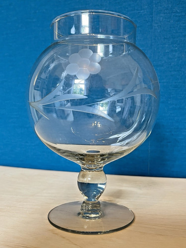 Vintage etched glass rose - glass,