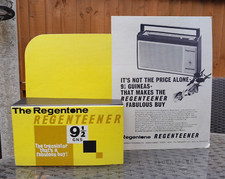 VTG 1960s REGENTONE REGENTEENER TRANSISTOR RADIO COUNTERTOP DISPLAY STAND SIGN