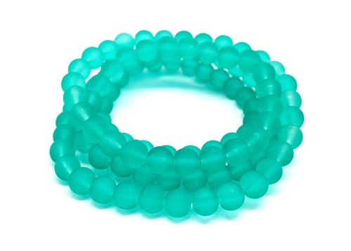 Frosted glass round sea green - frosted,