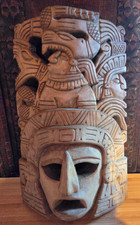 Wooden Carved Mayan Aztec Mask