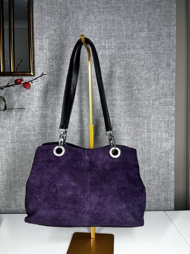 Purple suede shoulder tote - suede,