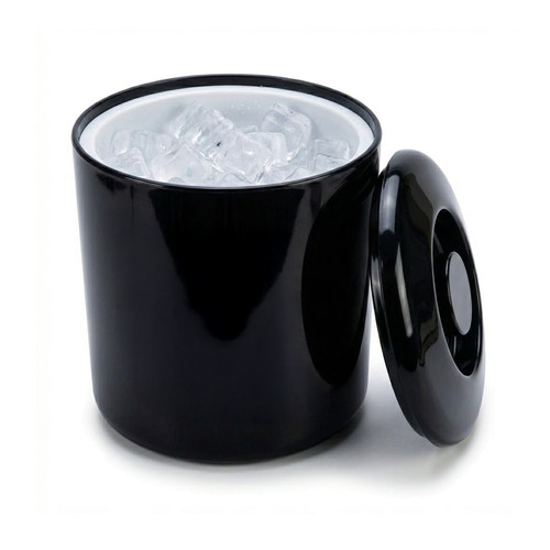 Black round ice bucket with - 4l,