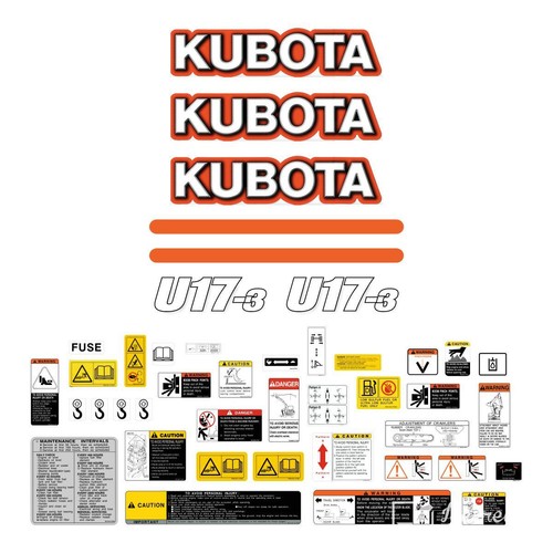 Kubota u17 decals - u17, stickers