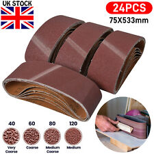 24X Sanding Belts - 75mm x 533mm - 40 60 80 120 Grit - Belt Sander Makita Sander