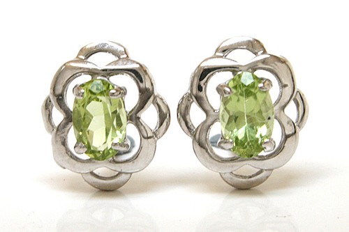 Sterling silver peridot - silver, celtic