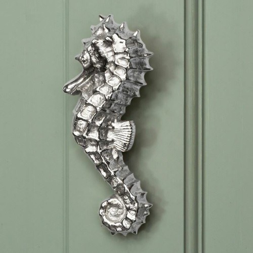Bright chrome sea horse door - sea,